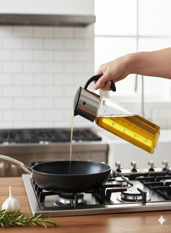 The Better Home موزع زيت زجاجي من ذا بيتر هوم سعة 500 مل | زجاجة من زجاج البوروسيليكات مع صنبور من الفولاذ المقاوم للصدأ | مانع للتسرب، سهل الإمساك | لزيوت الطبخ والخل - Image 1